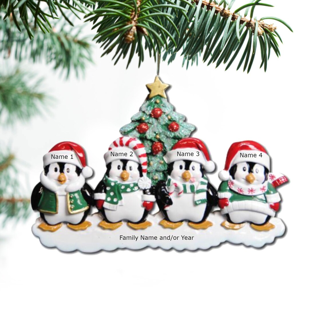 Winter Penguin Family Ornament Personalized Ornament Family of 3 4 5 6 ...