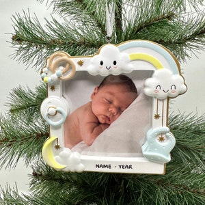 Personalized Baby's First Christmas Picture Frame Christmas Ornament Perfect Gift Baby Kid Custom Frame with Stand-Christmas Ornament