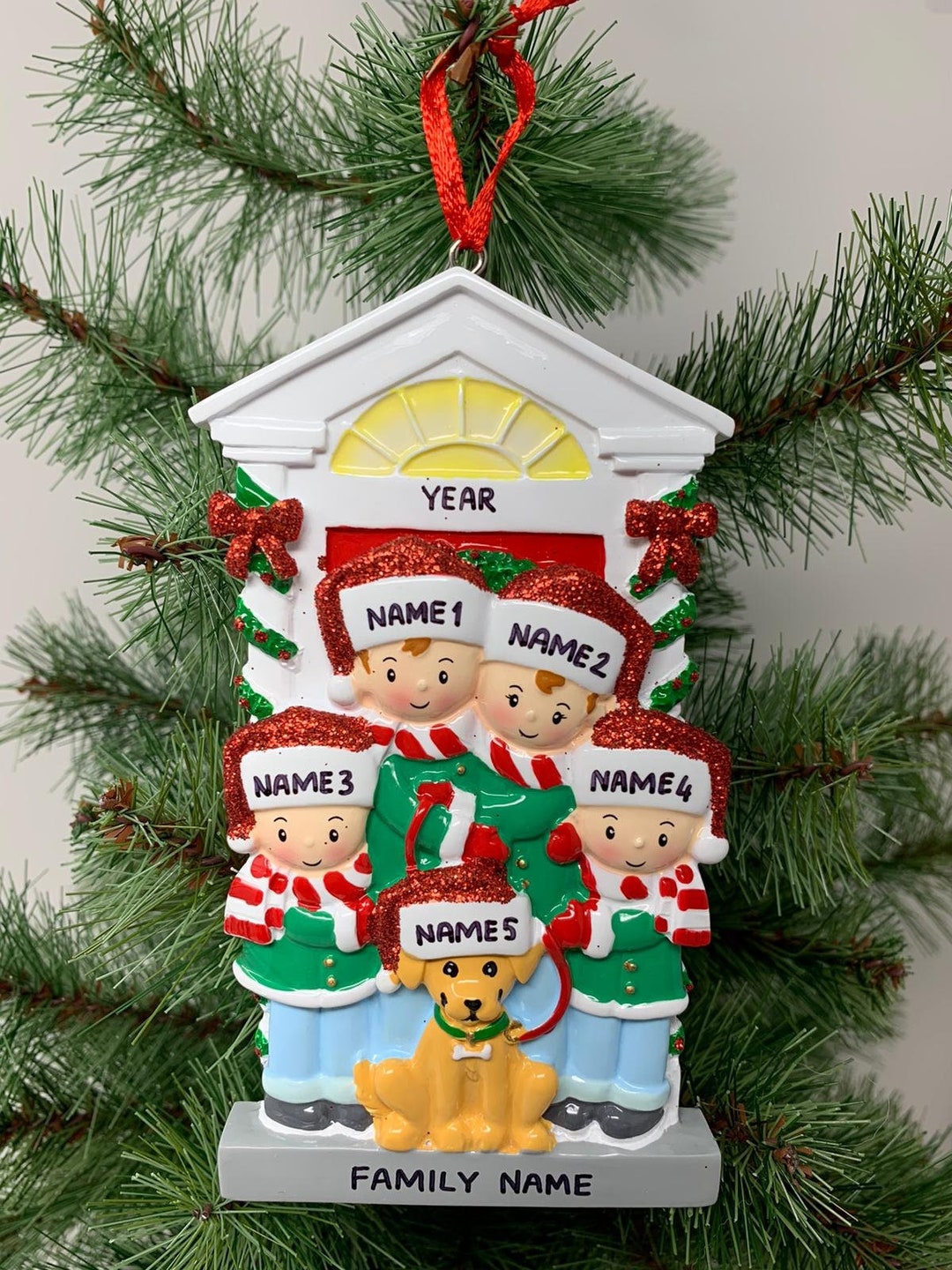 Personalized Family of 4 With Dog Ornament Family Ornament Christmas ...