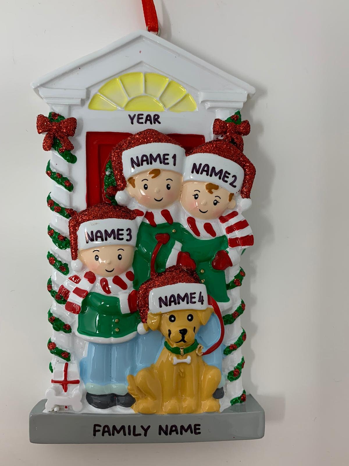 Personalized Family of 3 With Dog Ornament Family Ornament Christmas ...