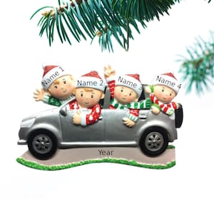 車に乗った家族 パーソナライズされた家族用オーナメント 3 4 5 6 人家族用クリスマスオーナメント - クリスマスオーナメント