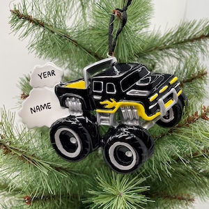 Black Monster Truck Personalized Christmas Ornament Perfect Gift for Kids Custom Christmas Family Ornaments - Kid Ornaments