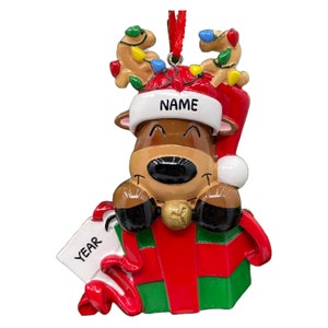 Baby Rentier in Box Ornament Personalisierte Baby Weihnachtsverzierung Geschenk für Kinder Benutzerdefinierte Weihnachten Familie Ornamente Weihnachtsverzierungen
