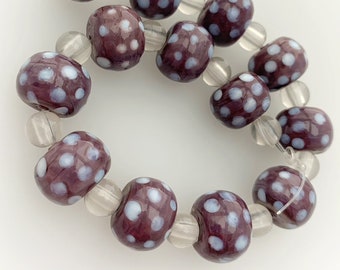 13 Bohemian glass beads | Handmade pearls | Purple | Opaque | | points Bohemian | First-class quality | BeadsCompany SN05