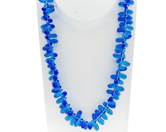 Bohemian glass beads | Drop shape | Blue | Bohemian | Handmade | Vintage | BeadsCompany SN15