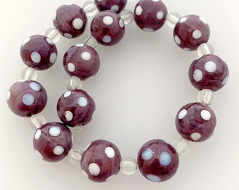 14 Bohemian glass beads | Handmade pearls | Purple | Opaque | | points Bohemian | First-class quality | BeadsCompany SN10