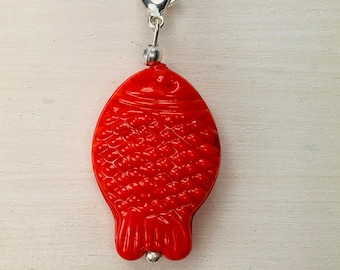 Charm pendant shapely Bohemian glass fish silver 925