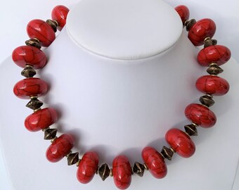 Chain Resin | Resin Brass Handmade Unique Necklace Tribal Beads