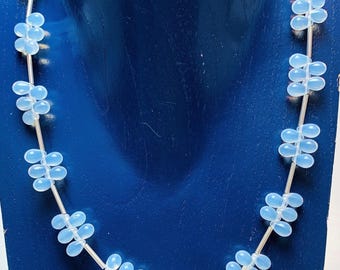 Opal glass necklace, Bohemian glass beads, handmade, unique necklace
