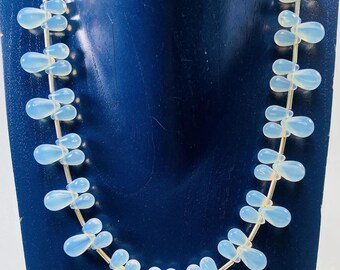 Opal glass necklace, Bohemian glass beads, handmade, unique necklace