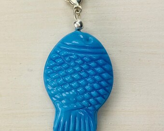 Charm pendant, beautifully shaped Bohemian glass fish, 925 silver