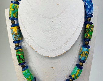 Necklace Kroba Recycled Glass Ghana Ethno Beads Handmade Necklace Necklace Ethno Chic