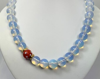 Necklace Opal Glass Beads Handmade Unique Necklace Trade Beads