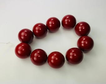 10 Resin Beads | Red Resin Ethnic Beads