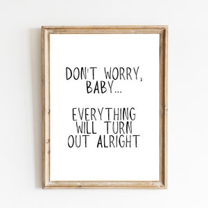 Don T Worry Baby Lyrics Print Digital Download Beach Etsy