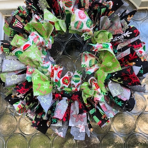 DIY Wreath kit Christmas, 8&quot; round wreath, 14&quot; round wreath, candy cane wreath, rag wreath, Christmas decoration, together time, easy craft