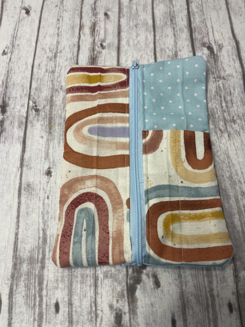 Journal Pouch, pencil pouch with elastic band for journal or notebook or planner, pencil case, zipper pencil pouch, Brown