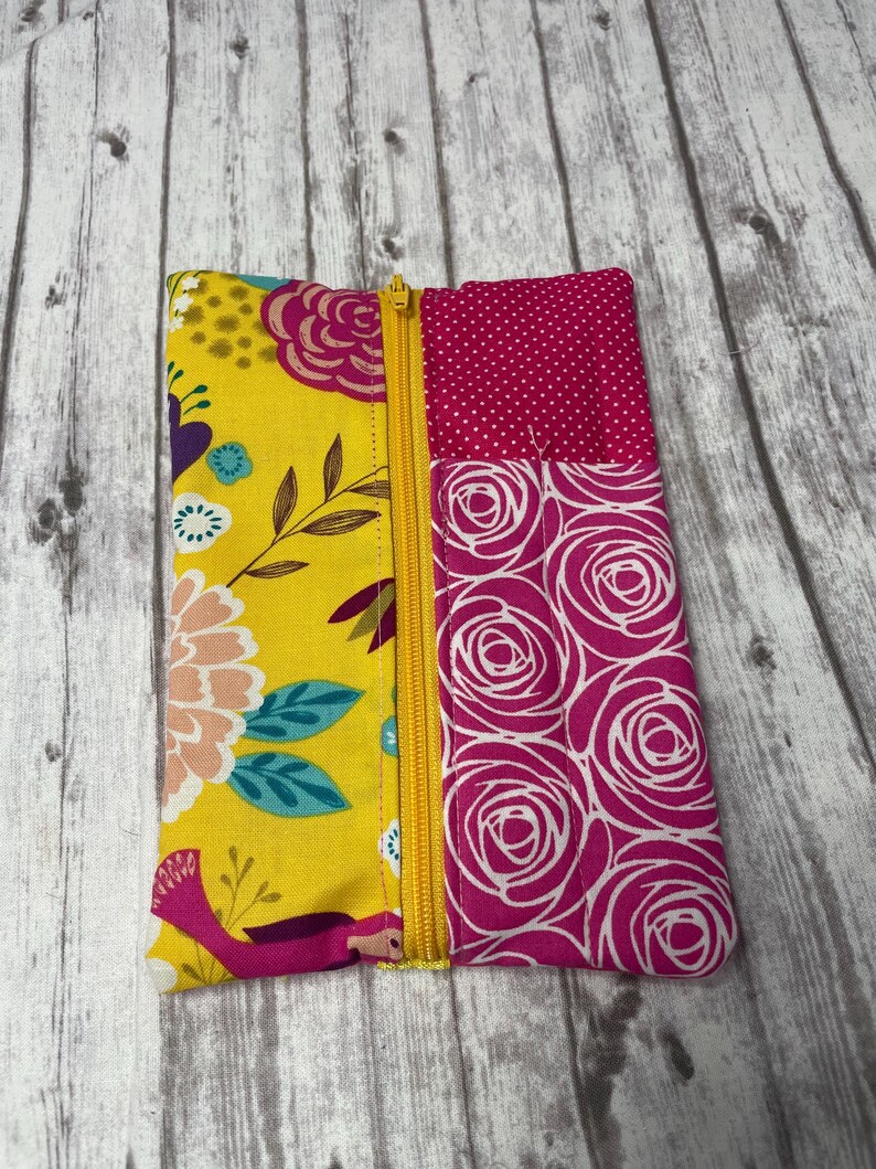 Journal Pouch, pencil pouch with elastic band for journal or notebook or planner, pencil case, zipper pencil pouch, Pink