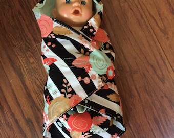 doll baby swaddle blanket, pretend play, creative play, just like mom, birthday gift, big sister gift, big brother gift, custom order,