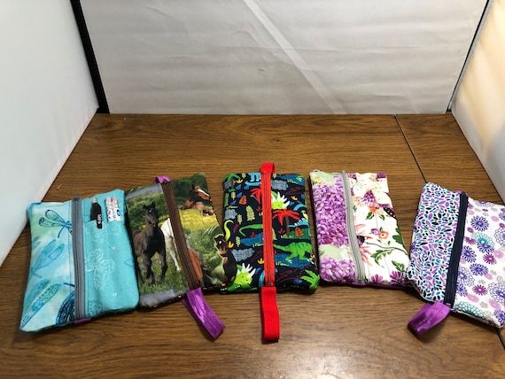 Journal Pouch, pencil pouch with elastic band for journal or notebook or planner, pencil case, zipper pencil pouch, gift, pen