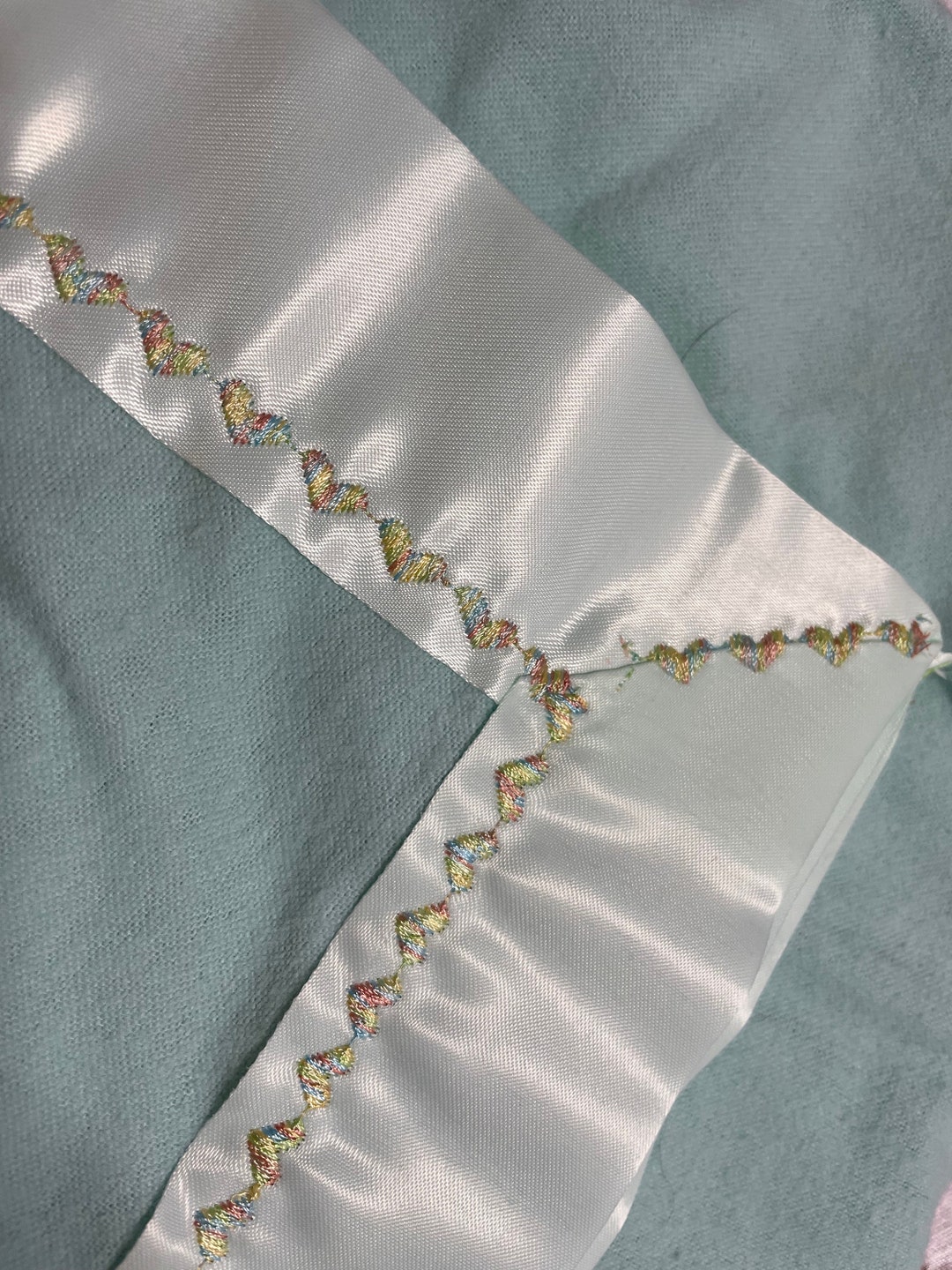 Embroidered Baby Blankets, Receiving Blankets, Satin Binding, Baby