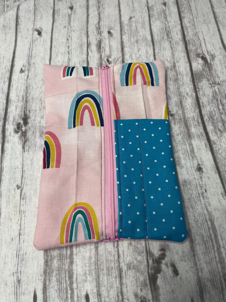 Journal Pouch, pencil pouch with elastic band for journal or notebook or planner, pencil case, zipper pencil pouch, Blue