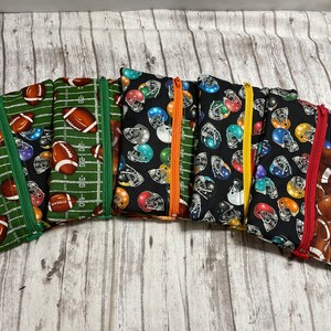 Journal Pouch, pencil pouch with elastic band for journal or notebook or planner, pencil case, zipper pencil pouch, football, gift, pen,