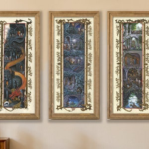 Hobbit-tryptiekprints x 3 Limited Edition, gesigneerd en gedateerd- MEEST POPULAIR + Gratis verzending
