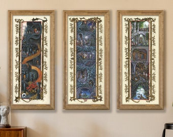 Hobbit Tryptych Prints x 3 Limited Edition Signed & Numbered- MOST POPULAR + Free delivery