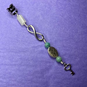 Infinity Key Dreadlock Bead, Handmade Dread Cuff with authentic gemstone beads