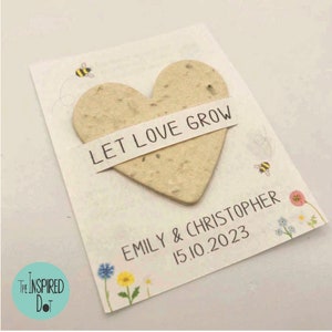 Eco-Friendly Hand Crafted Seeded Paper Heart Wedding Favours, Personalised Wedding Gifts, Plantable Seed Paper Hearts, UK Wildflowers Seeds