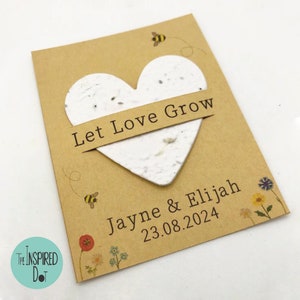 Eco-Friendly Hand Crafted Seeded Paper Heart Wedding Favours, Personalised Wedding Gifts, Plantable Seed Paper Hearts, UK Wildflowers Seeds