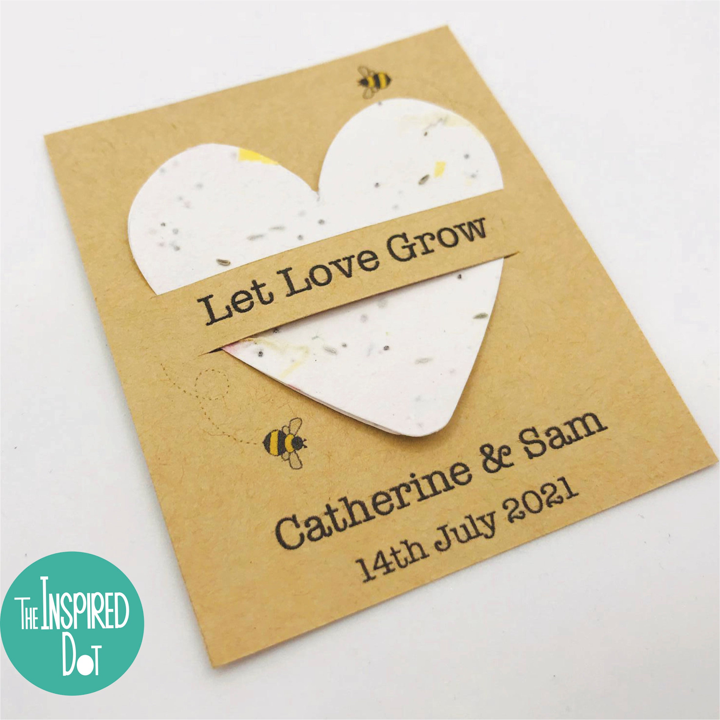 Eco-Friendly Hand Crafted Seeded Paper Heart Wedding Favours, Persona…