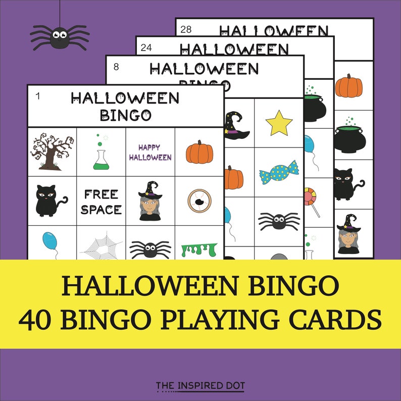 40 Halloween Bingo Game Cards Instant PDF Download Printable Etsy