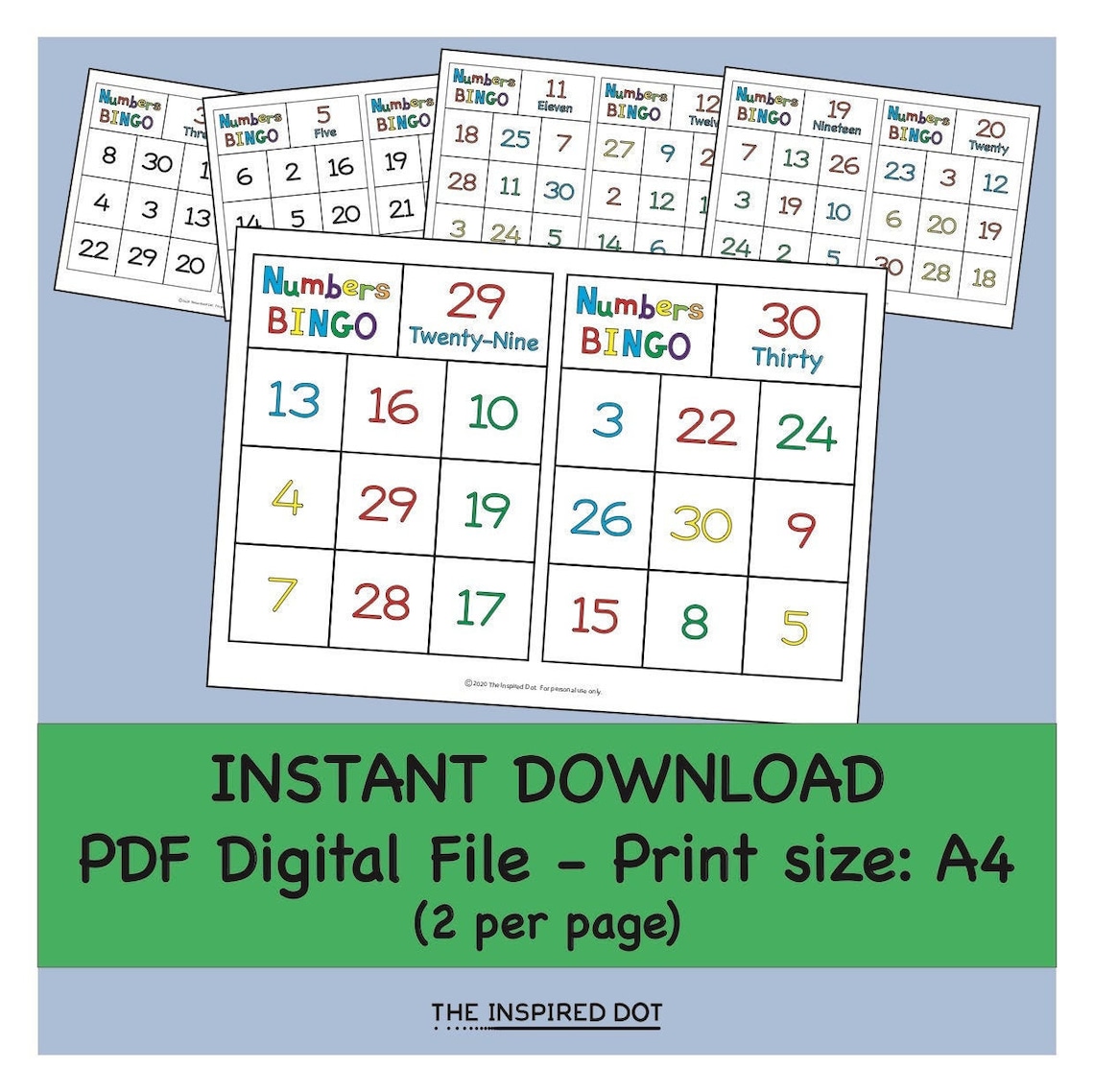 Numbers 130 BINGO Playing Cards 30 Bingo Cards Included 3x3 Etsy Polska