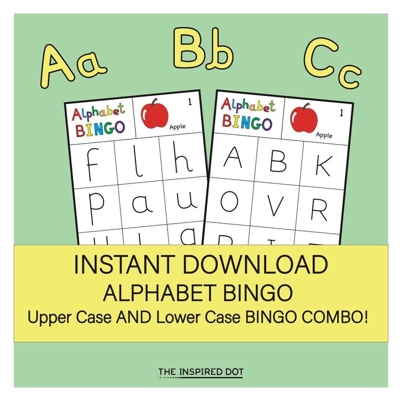 alphabet upper case lower case bingo combo instant etsy