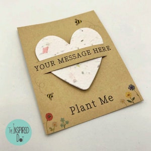 5 x Small Eco-Friendly Seeded Paper Heart Gifts, Eco Party Favours, Plantable Seed Paper Hearts, UK Wildflowers, Bee Friendly Garden Gifts