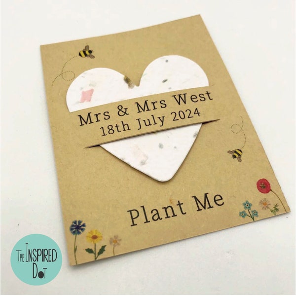 Eco-Friendly Hand Crafted Seeded Paper Heart Wedding Favours, Personalised Wedding Gifts, Plantable Seed Paper Hearts, UK Wildflower Seeds