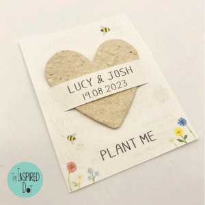 Eco-Friendly Hand Crafted Seeded Paper Heart Wedding Favours, Personalised Wedding Gifts, Plantable Seed Paper Hearts, UK Wildflowers Seeds
