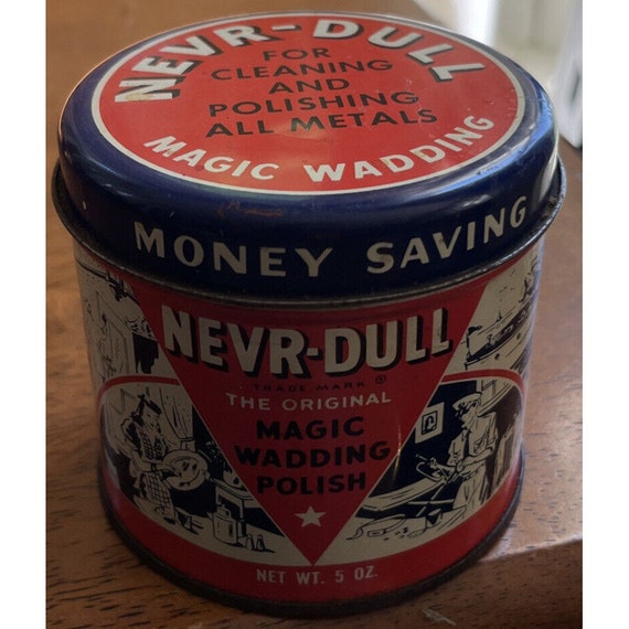 Vintage Nevr-dull the Original Magic Never Dull Wadding Polish 5 OZ Tin Can  