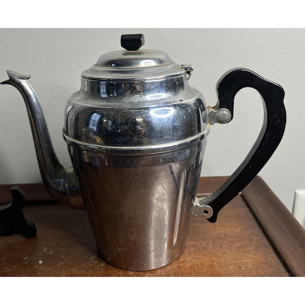 Vintage English Chromium Over Copper Tea Coffee Kettle Pot