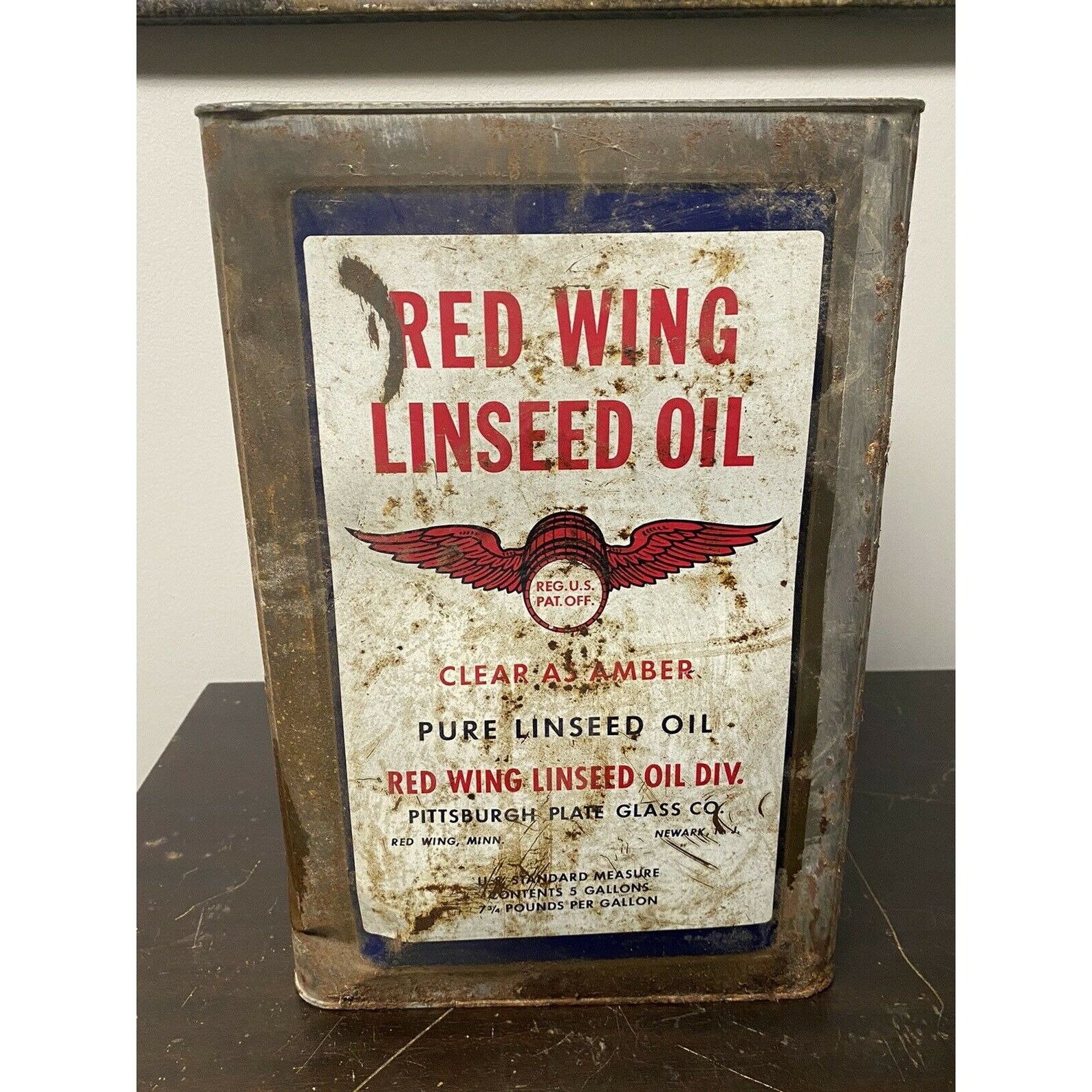 RARE 5 GALLON Red Wing Linseed Oil Can Pittsburgh Plate And Etsy