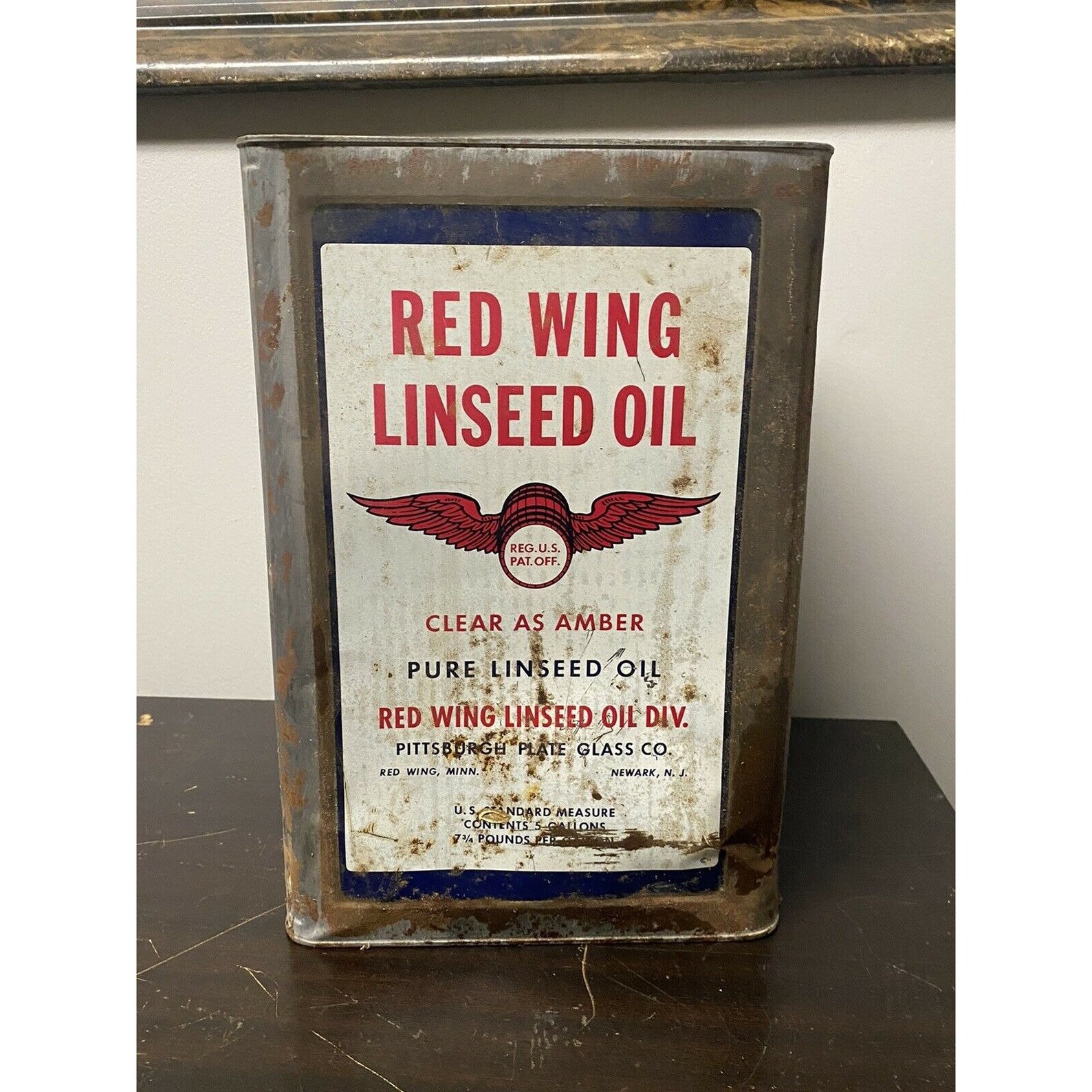 RARE 5 GALLON Red Wing Linseed Oil Can Pittsburgh Plate And Etsy