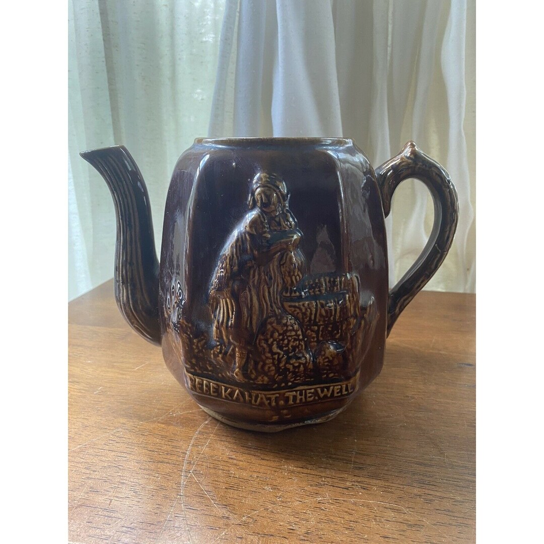 Antique Brown Glaze Teapot Rockingham Ware Stoneware Rebekah Etsy