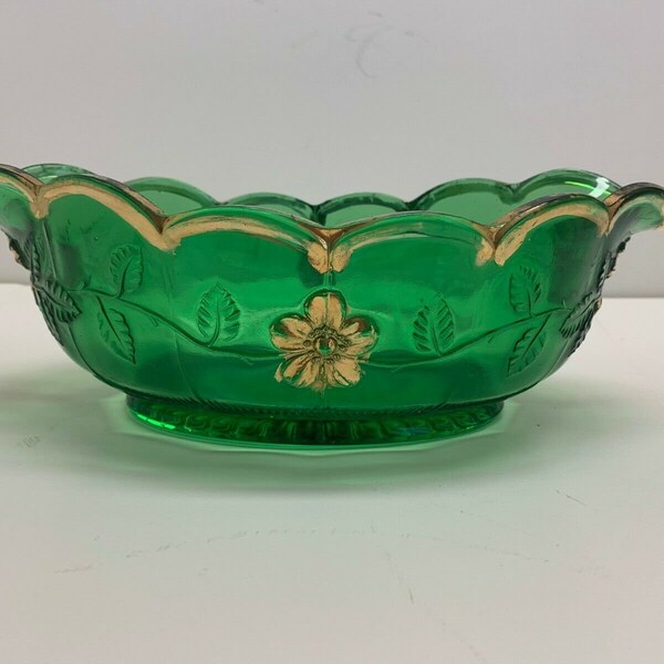 Green Glass Bowl Etsy