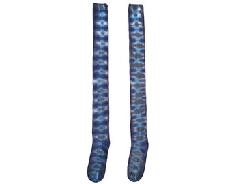 Tie Dye Thigh High Socks, Blue and Gray
