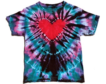 Heart Tie Dye T-Shirt, Youth Small