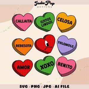 Bad Bunny Valentines Hearts SVG / Un San Valentin Sin Ti SVG / Benito Valentines Day Sweehearts / Bad Bunny Conejo Malo svg png camisa deisgn