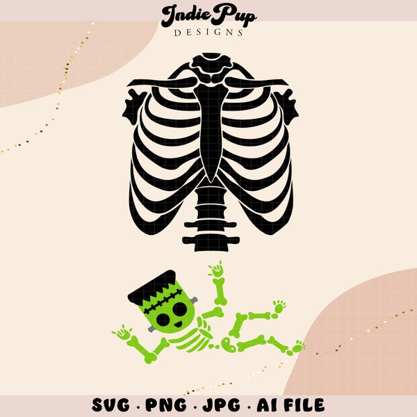 Halloween svg |  Skeleton Maternity Shirt | Baby Frankenstein svg | Pregnancy svg | Skeleton Baby svg | Spooky Season | svg png cricut