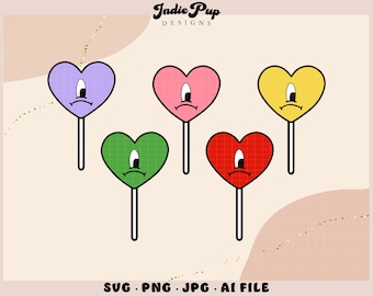 Bad Bunny Un San Valentin Sin Ti SVG | Conejo Malo Bad Bunny Un Verano Sin Ti Valentine Lollipops | svg png sublimation shirt design